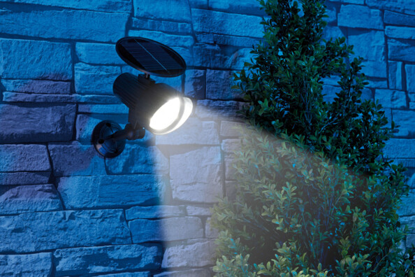 2 spots solaires à LED avec détecteur de mouvement et témoin rouge clignotant