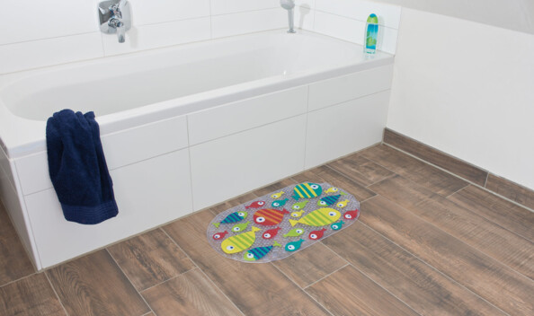 Tapis antidérapant pour baignoire, avec ventouses sur le dessous