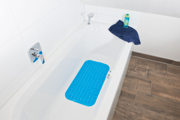 Tapis antidérapant pour baignoire, 72 x 38 cm, coloris bleu