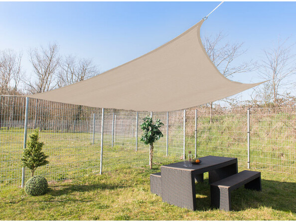 Voile d'ombrage rectangulaire - 3 x 4 m - Beige
