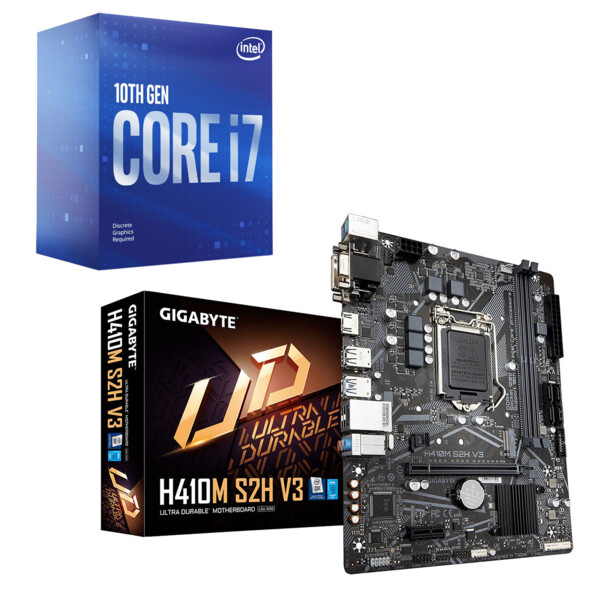 Kit carte mère gigabite H410M + processeur Intel Core i7 10700F