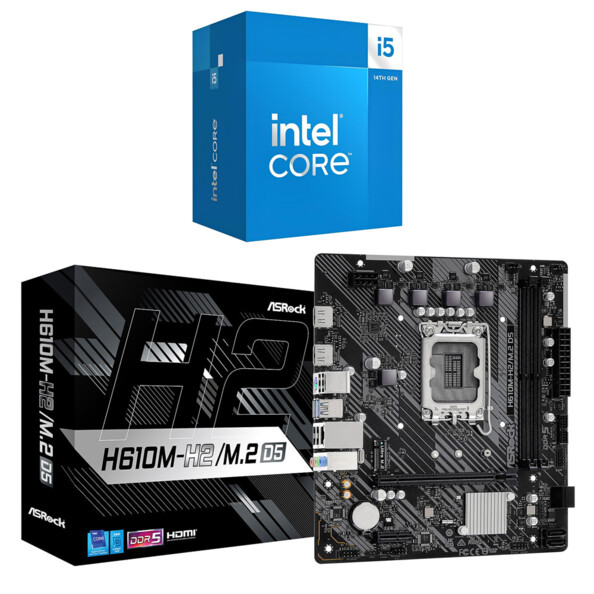 Kit carte mère H610M-H2/M.2 D5 DDR5 avec processeur Intel Core i5-14400