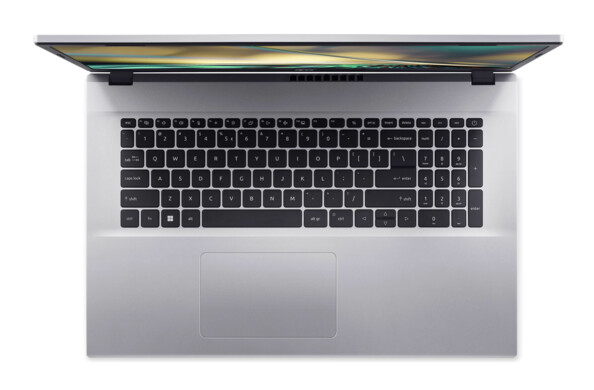 Clavier AZERTY avec pavé numérique et pavé tactile vu du dessus