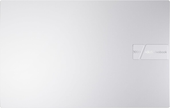 Vue du dessus de la coque supérieure du boîtier coloris argent du PC portable Asus