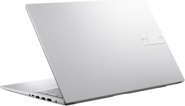 Vue de biais arrière du PC portable 17" Asus Vivobook 17 coloris argent