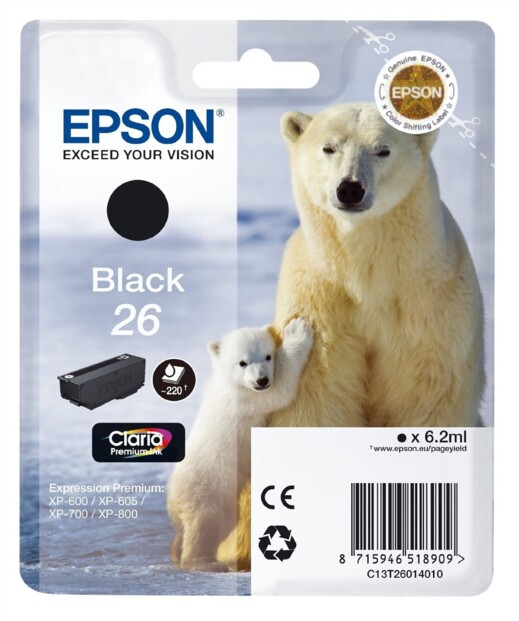Cartouche originale Epson 26 Noir (Ours Polaire)