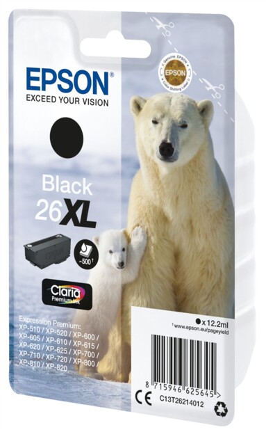 Cartouche originale Epson 26 Noir (Ours Polaire) Version XL