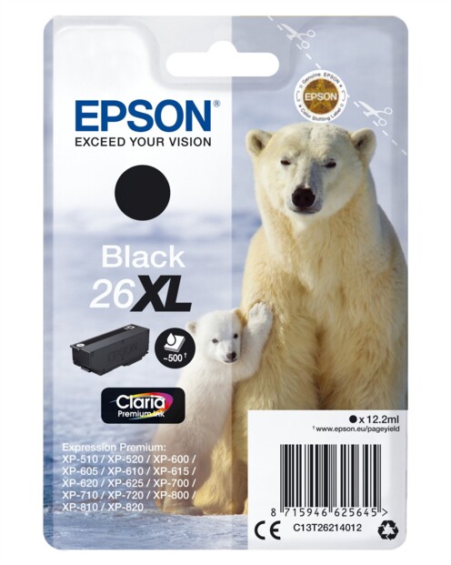 Cartouche originale Epson 26 Noir (Ours Polaire) Version XL