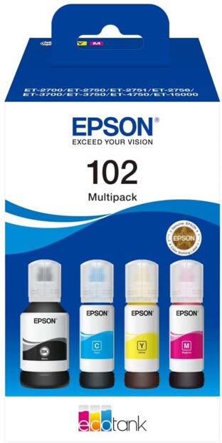 Encre d'origine Epson - Série 102 EcoTank pack de 4 cartouches