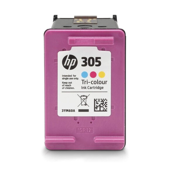 Cartouche HP 3YM60AE cyan, magenta et jaune.