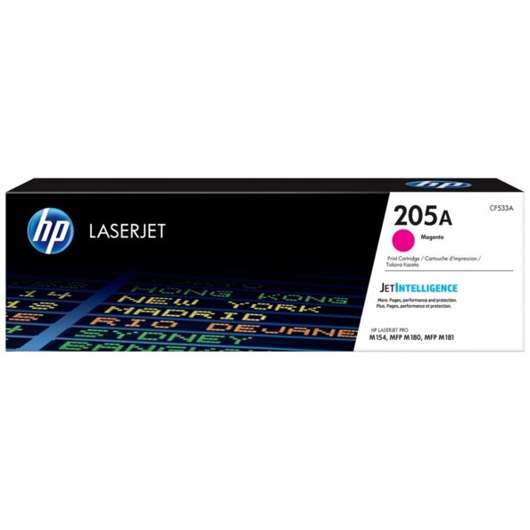 Toner original HP pour imprimante laser modèle 205A magenta.