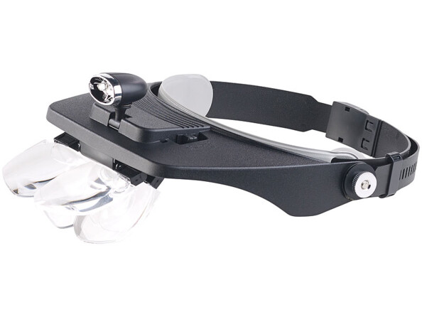 Loupe LED frontale coloris noir et gris avec combinaison de 2 lentilles
