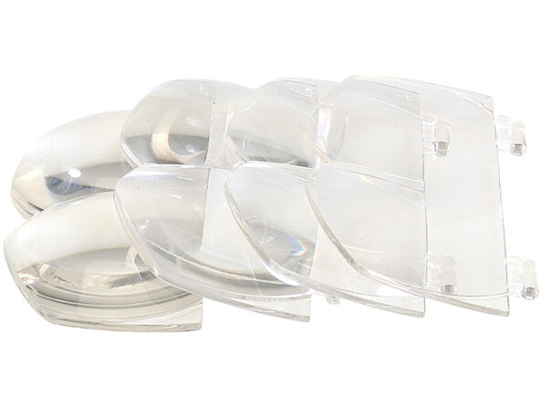 Pack de 4 lentilles aux différents grossissements posées les unes sur les autres en enfilade