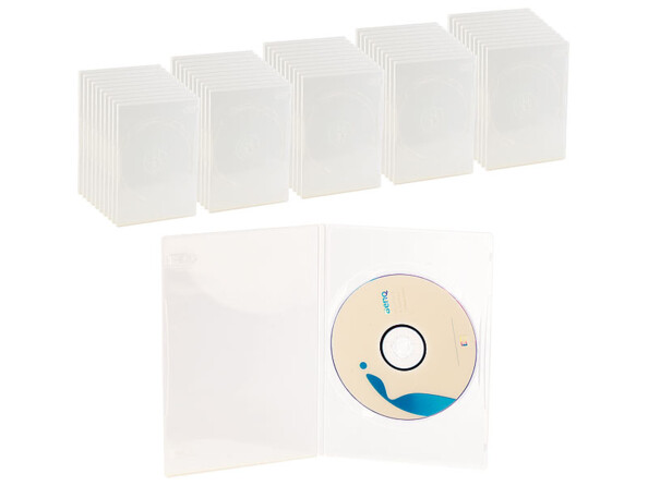 50 jaquettes DVD slim (7 mm) transparent pour un DVD