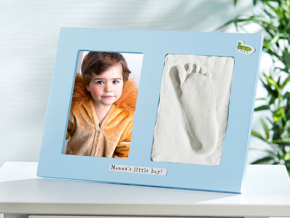 Cadre photo 2en1 avec empreinte - bleu