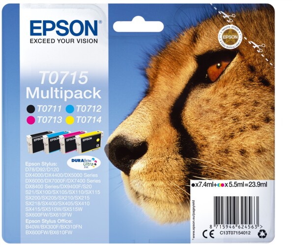 Multipack cartouches originales Epson DuraBrite Ultra Ink T071540 – 4 couleurs