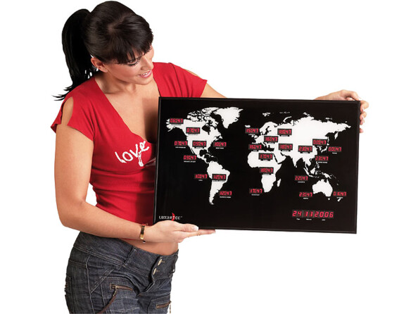 Horloge mondiale multifuseaux. Affiche les 24 fuseaux horaires sur un seul cadran