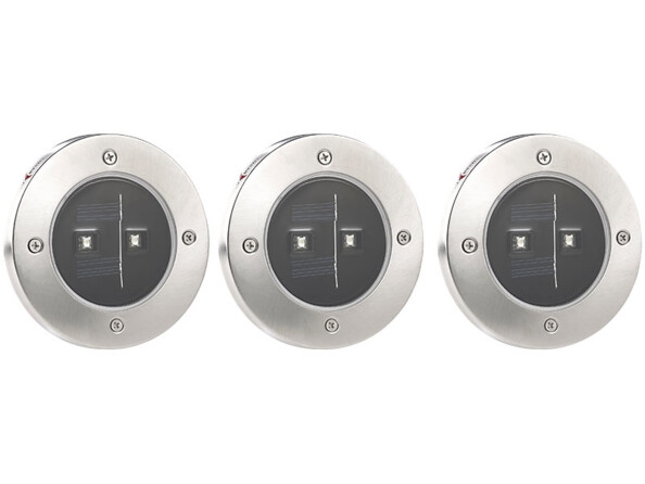 3 spots de jardin solaires en acier