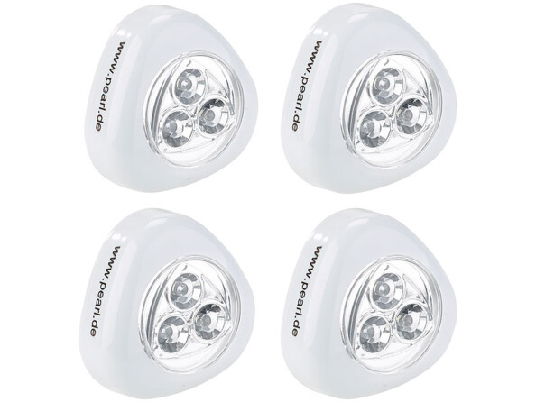 4 Lampes mobiles à LED ''Stick & Push'' avec interrupteur - Blanc
