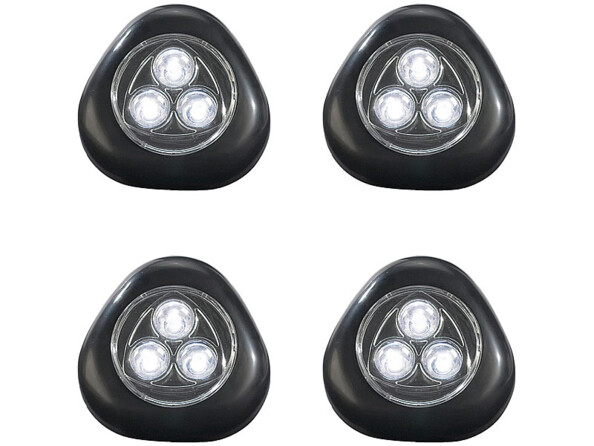 4 Lampes mobiles à LED ''Stick & Push'' avec interrupteur - Noir