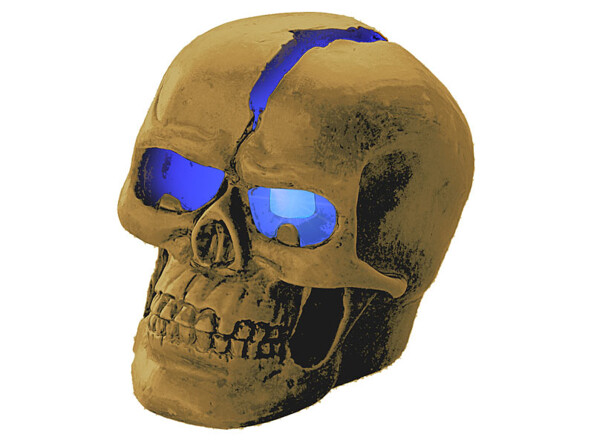 Lampe décorative crâne "Crackhead" avec LED bleue