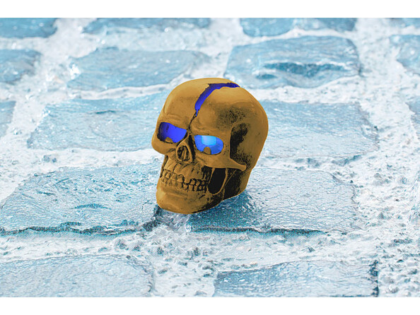 La tête de mort La tête de mort eclairée d'une LED vleue scintillement