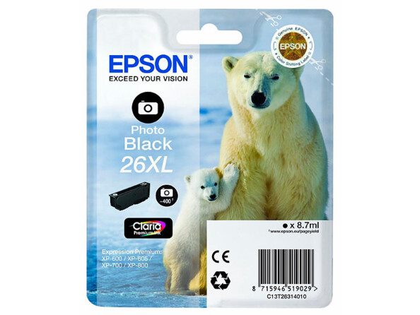 Cartouche originale Epson T2631 - noir photo XL