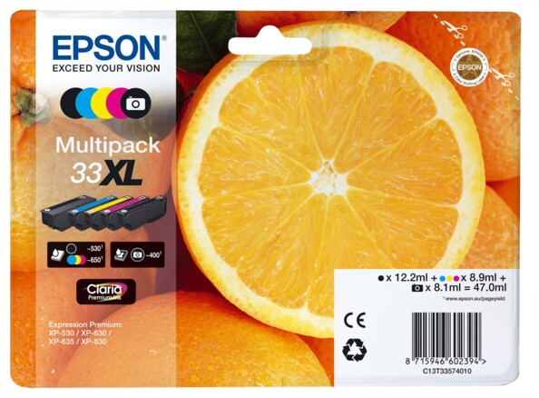 Multipack cartouches originales Epson T3357 (33XL) - BK/C/M/Y/PBK