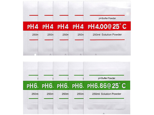 Pack de la marque AGT avec 10 solutions de calibrage pour pH-mètre.