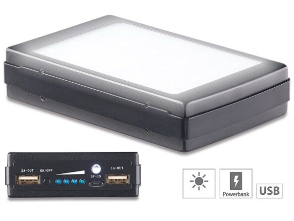 Batterie d'appoint solaire 11000 mAh PB-110.s avec lampe de camping
