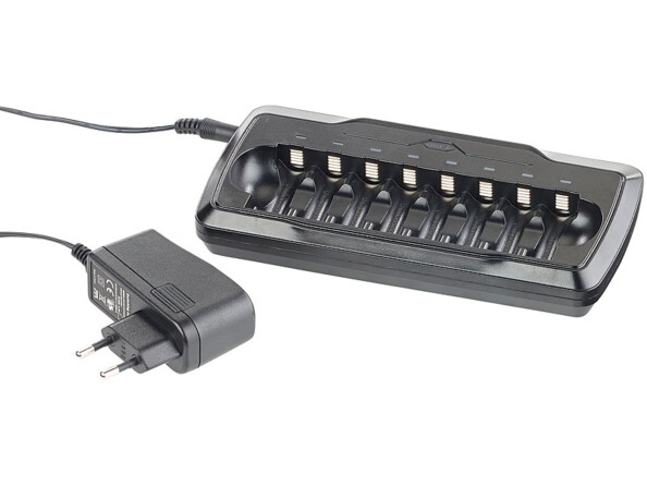 Chargeur pour 8 accus AA/AAA avec minuteur de sécurité - avec Refresh