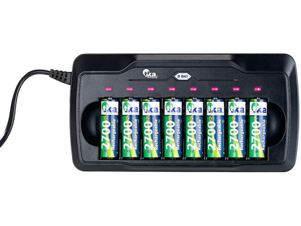 Chargeur pour 8 accus AA/AAA avec minuteur de sécurité - avec Refresh