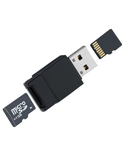 Double lecteur de cartes MicroSD/SDHC & clé USB