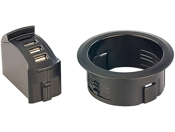 Hub 4 ports USB 2.0 pour passe-câble de bureau