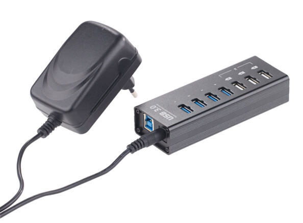 hub uSB 3 7 ports xystec avec chargeur secteur 230V