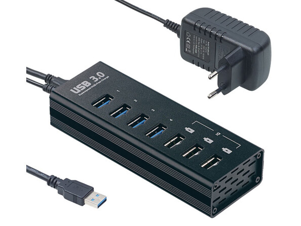Hub actif à 4 ports USB 3.0 et 3 ports de chargement rapide 4 A