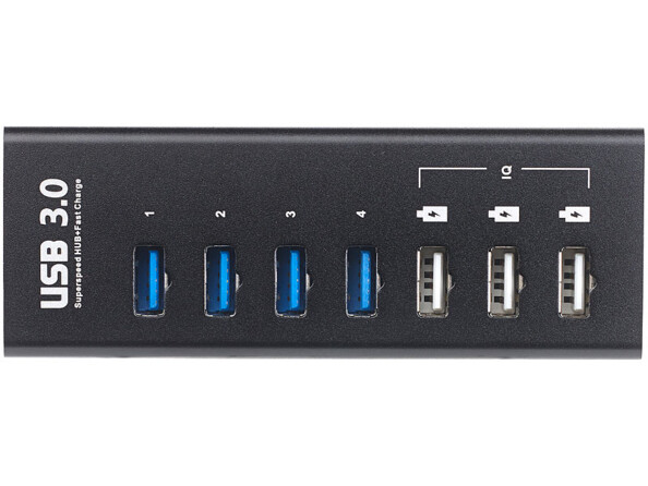 Hub actif pour rechargez vos appareils mobiles USB avec le courant de charge maximal jusqu'à 2,4 A tout en transférant vos fichiers à la norme SuperSpeed