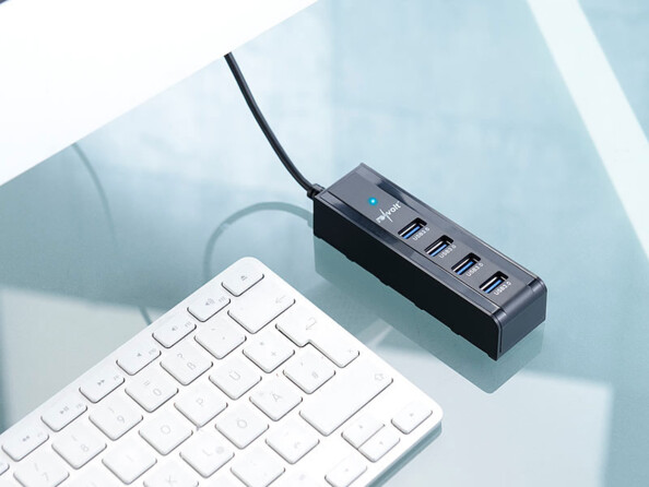 Hub USB 3.0 avec 4 ports, jusqu'à 5 Gbps