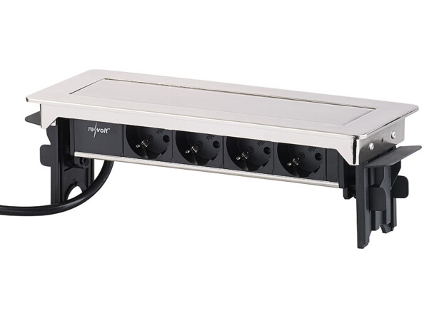 4 prises rétractables pour fixation sur un plan de travail ou un bureau