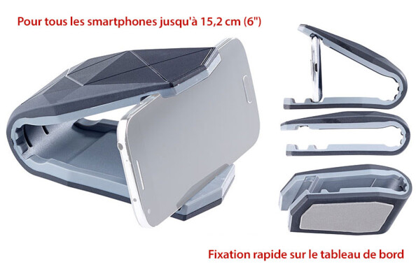 Pince de fixation auto universelle pour smartphone jusqu'à 15,2 cm (6") Pearl