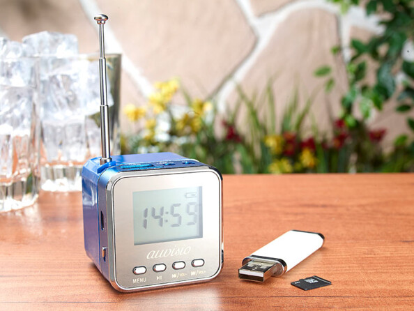 Station MP3 et radio de poche MPS-550.Cube - Bleu