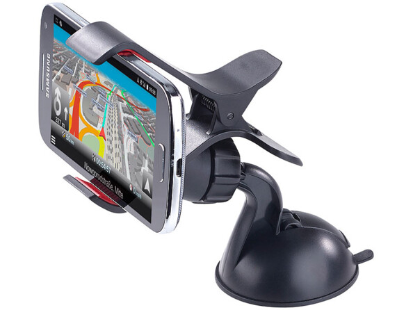 support a pince avec ventouse mis en situation avec un smartphone