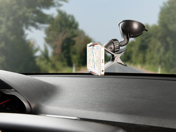 ventouse pare brise avec pince etau universel pour smartphone position paysage