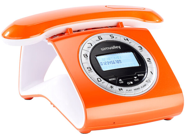Téléphone sans fil DECT Rétro avec répondeur - orange