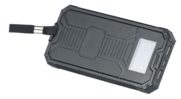 Batterie de secours solaire 12000 mAh avec 2 ports USB + mini lampe LED