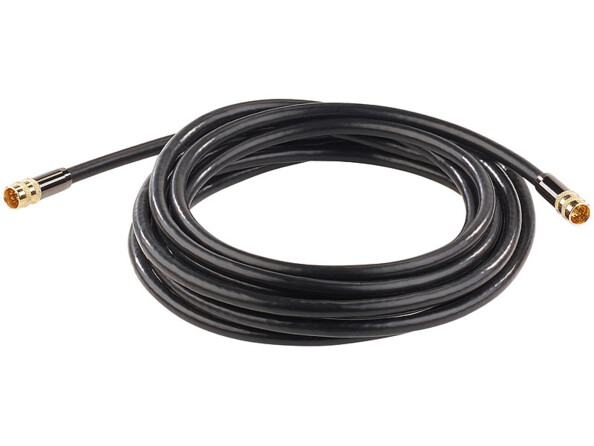 Cable antenne coaxial avec fiche f droit male male dorés haute performance auvisio 5m