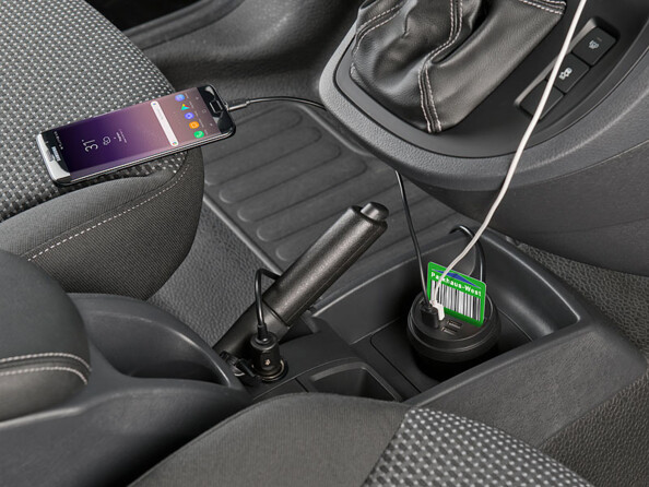 Chargeur 4 x USB allume-cigare 12/24 V avec porte-carte, 3,1 A / 15,5 W