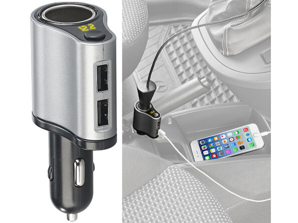Chargeur allume-cigare 12/24 V / USB 3,1 A avec report de prise
