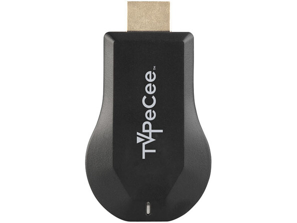 Dessus du corps de la clé HDMI compatible Mirroring, Miracast, AirPlay et DLNA avec logo TVPeCee