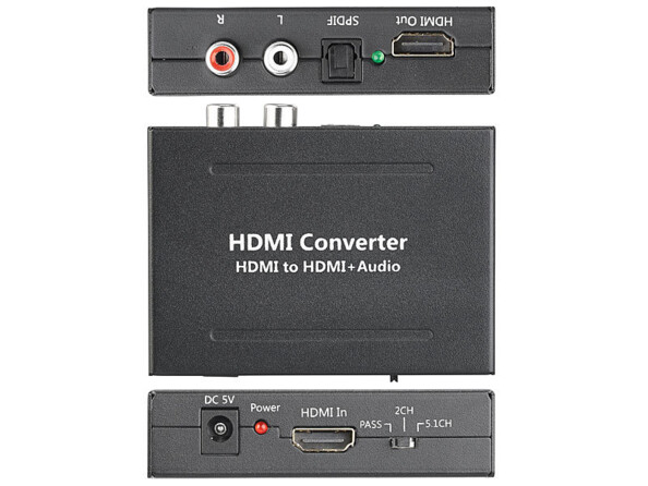 Convertisseur audio HDMI avec câble cinch et Toslink